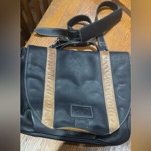 Morgan Grays Genuine Leather Luxury Messenger Bag – Black & Tan